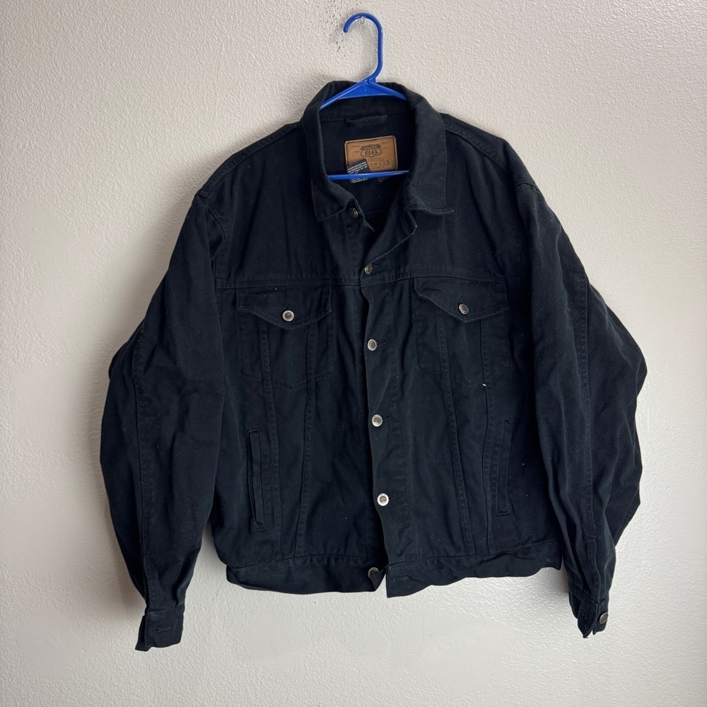 Route 66 Premium Jeanswear Black Denim Jacket Size Large